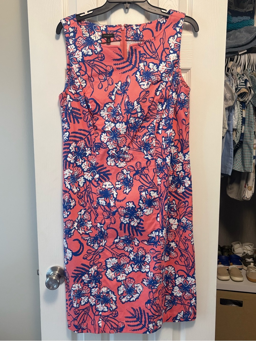 Talbots Coral Floral Sleeveless Shift Dress